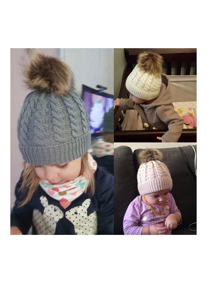 Generic Winter Warm Women Knitted Crochet Wool Hat Hair Ball Earmuffs Caps Infant Toddler Kid Cute Hairball Beanie Cap 25.0x15.0x3.0cm  - Image 5