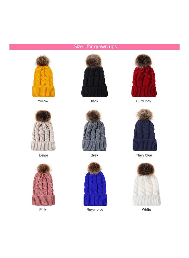 Generic Winter Warm Women Knitted Crochet Wool Hat Hair Ball Earmuffs Caps Infant Toddler Kid Cute Hairball Beanie Cap 25.0x15.0x3.0cm  - Image 5