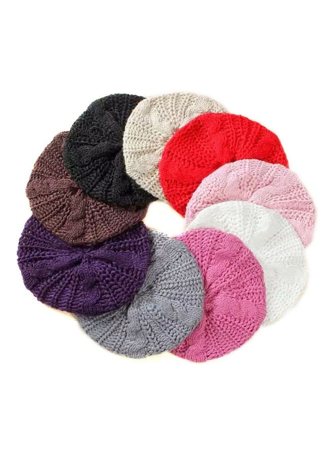 Generic Winter Warm Women Knitted Braided Beanie Hats Wool Crochet Slouchy Beanies Lady Beret Hat Ski Cap 20.0x20.0x2.0cm  - Image 2