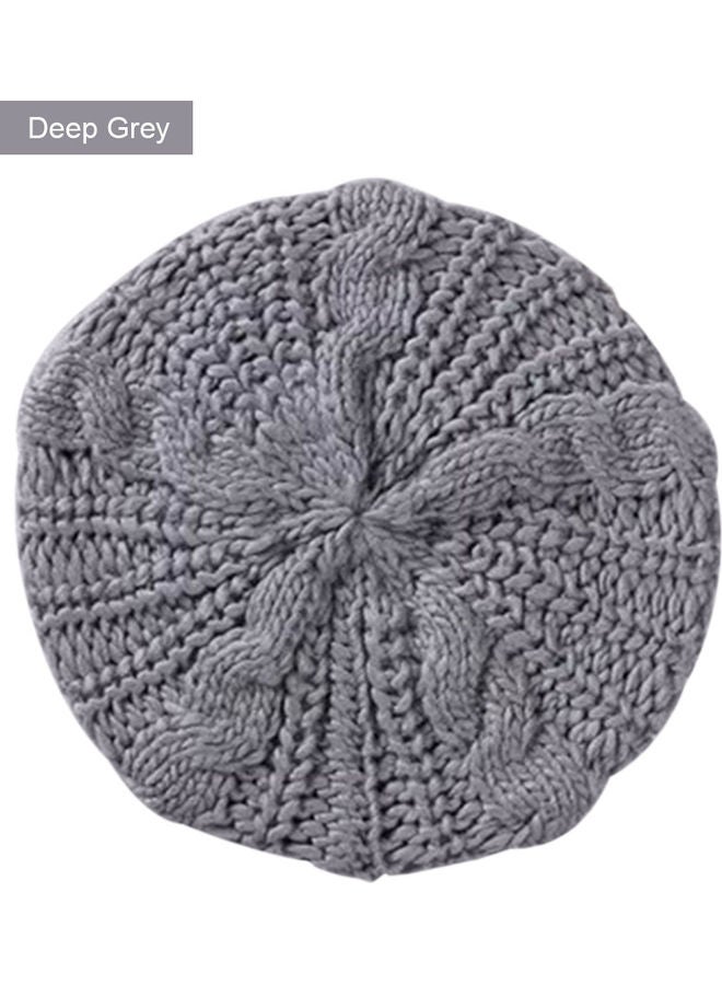 Generic Winter Warm Women Knitted Braided Beanie Hats Wool Crochet Slouchy Beanies Lady Beret Hat Ski Cap 20.0x20.0x2.0cm  - Image 1