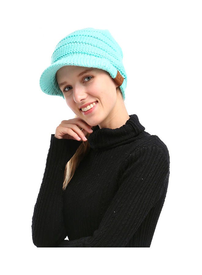 Generic Winter Women Girl Soft Warm Knitted Thicken Hat Ponytail Beanie Caps with Visor Outdoor Snow Ski Sports Cap 20.0x15.0x4.0cm  - Image 1