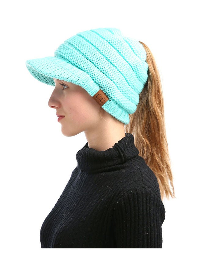 Generic Winter Women Girl Soft Warm Knitted Thicken Hat Ponytail Beanie Caps with Visor Outdoor Snow Ski Sports Cap 20.0x15.0x4.0cm  - Image 5