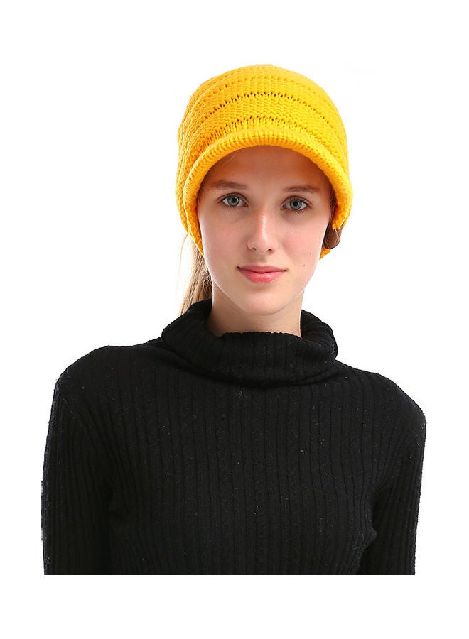 Generic Winter Women Girl Soft Warm Knitted Thicken Hat Ponytail Beanie Caps with Visor Outdoor Snow Ski Sports Cap 20.0x15.0x4.0cm  - Image 2