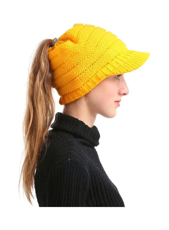 Generic Winter Women Girl Soft Warm Knitted Thicken Hat Ponytail Beanie Caps with Visor Outdoor Snow Ski Sports Cap 20.0x15.0x4.0cm  - Image 5
