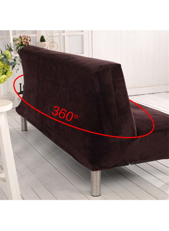 Plush Fabric Fold Armless Sofa Bed Cover Folding Seat Slipcover Thicker Covers Bench Couch Protector coffee 30*30*30cm - Image 2