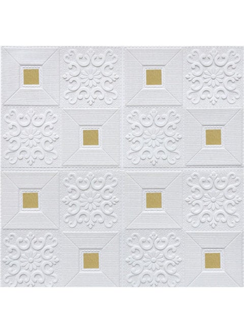 10Pcs Self Adhesive Wall Stickers for Living Room Bedroom Sound Insulation 3D Foam Wallpaper White with gold 67*67*67cm