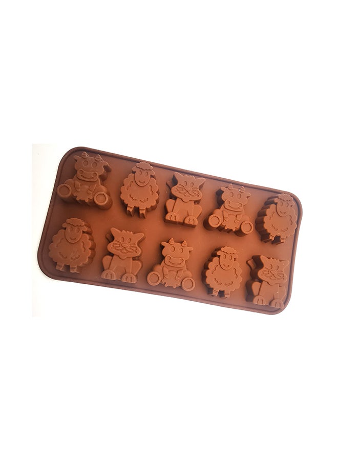 قالب خبز بتصميم رسومات كرتونية على شكل حيوانات مكون من 10 تجاويف بني 20x10.5سم