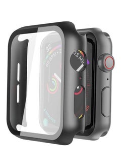Protective Case With Tempered Glass Screen Protector For Apple Watch 44 mm Black/Clear Black/Clear