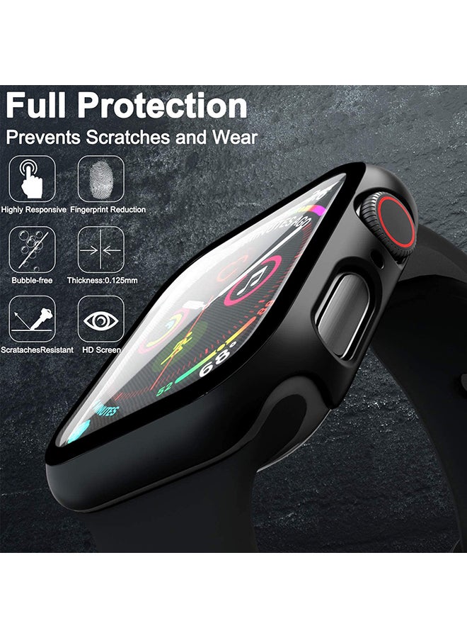 Generic - Protective Case With Tempered Glass Screen Protector For Apple Watch 44 mm Black/Clear Black/Clear - Image 1