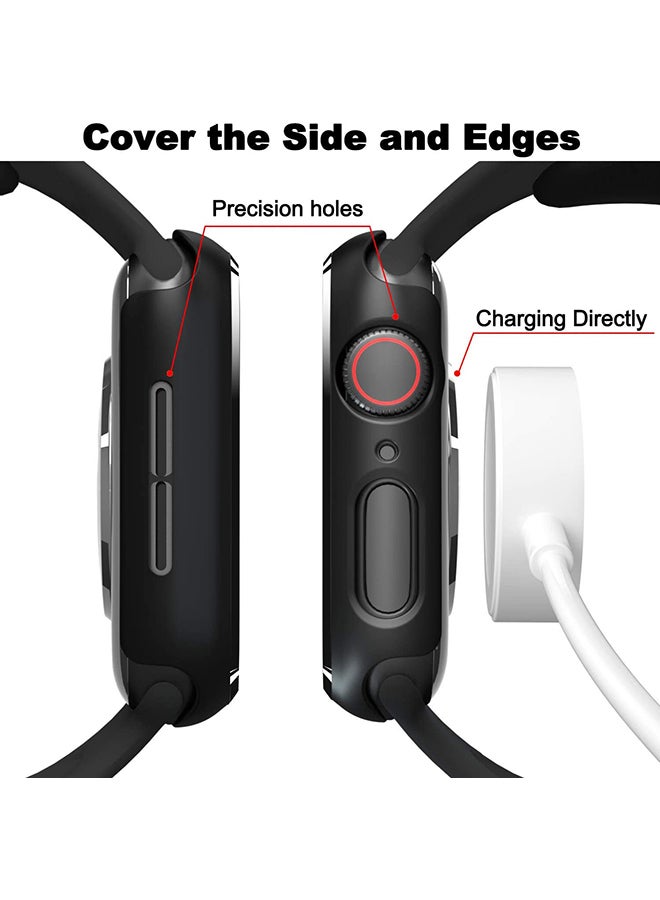 Generic - Protective Case With Tempered Glass Screen Protector For Apple Watch 44 mm Black/Clear Black/Clear - Image 1