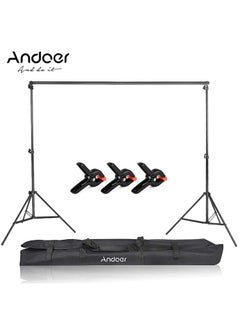 10ft Studio Backdrop Adjustable Photography Background Support System With Carrying Bag And Backdrop Clamps Black