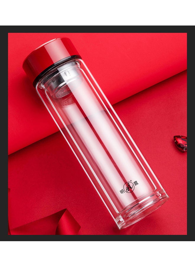 بيوينتي قنينة ماء زجاجية شفاف/ أحمر 22.7سم - Image 3