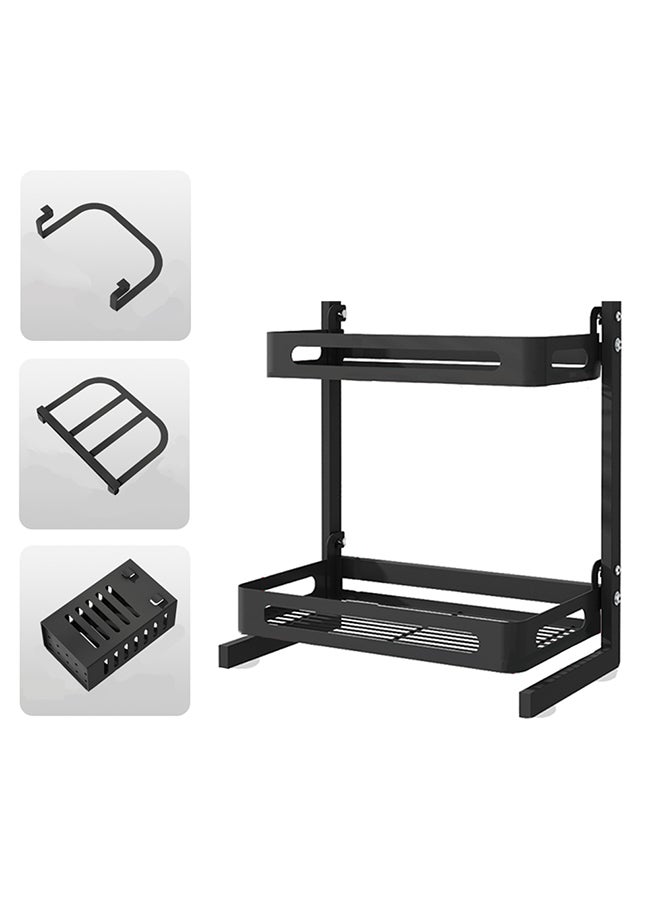 Generic 2-Tier Kitchen Spice Rack Shelf Organizer Black 43 x 11 x 24.5cm 