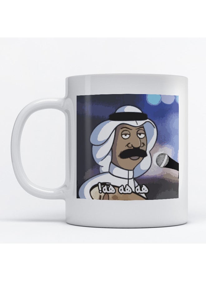 أتيك مج للقهوة والشاي بطبعة صورة عبادي جوهر بسعة 350 مل أبيض