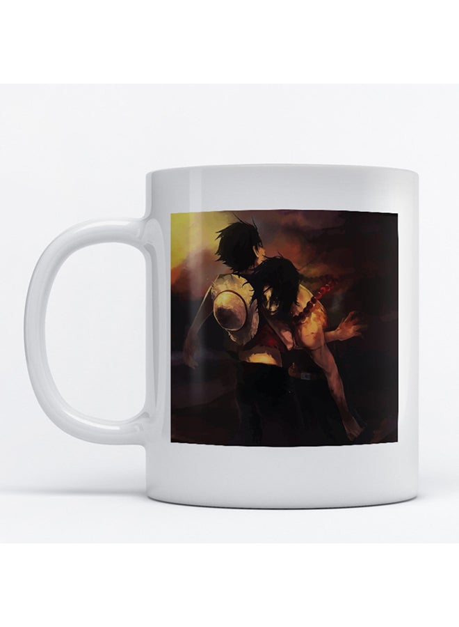 Luffy One Piece Printed Mug White/Black/Brown 9.2x7.7cm
