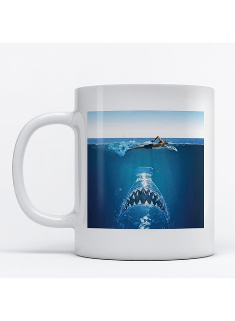 The Shark Printed Mug White/Blue