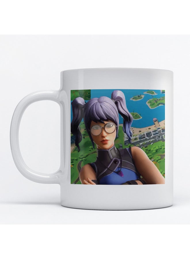 Fortnite Game Printed Mug White/Green/Purple 9.2x7.7cm