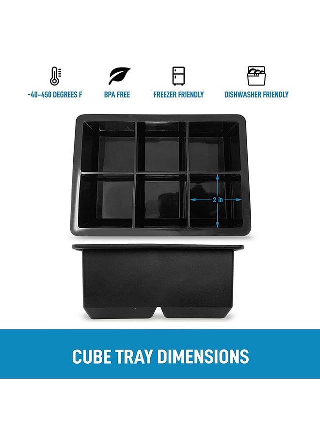 Silicone Ice Cube Tray with 6 Grids Black 16.5 x 5 x 11.4cm