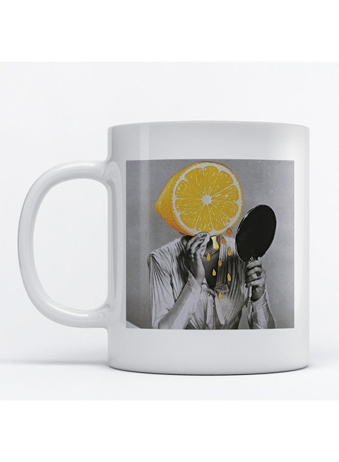 Atiq Lemon Printed Mug White/Grey/Yellow 9.2x7.7cm