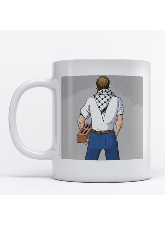 أتيك مج بطبعة رجل فلسطيني. أبيض 