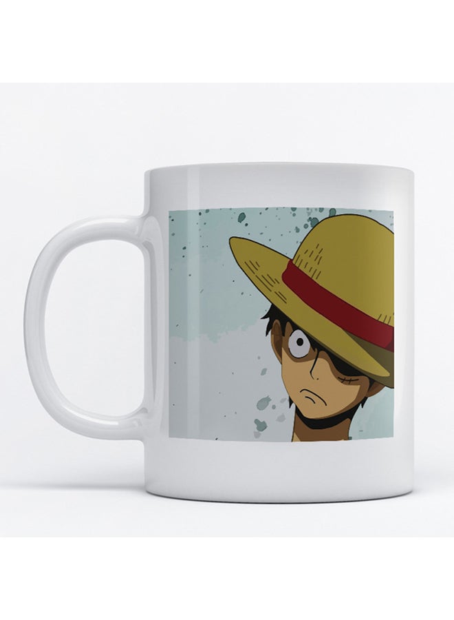Luffy One Piece Printed Mug White/Blue/Beige