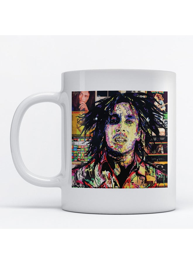 أتيك مج بطبعة بوب مارلي أبيض/أصفر/أسود