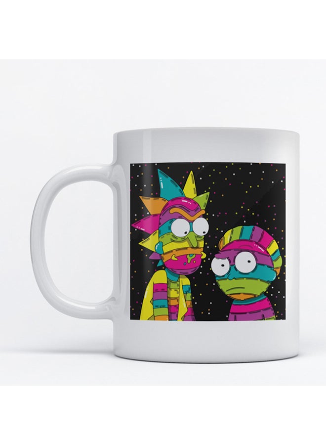 Atiq Rick And Morty Printed Mug White/Pink/Green 