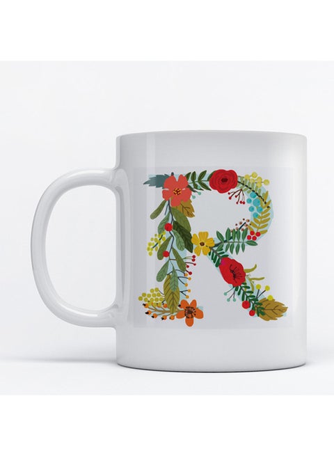 Alphabet R Printed Mug White/Green/Blue