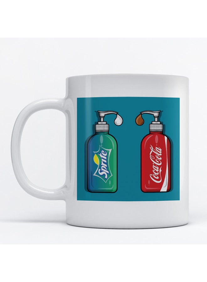 Coca Cola And Sprite Printed Mug White/Blue/Green