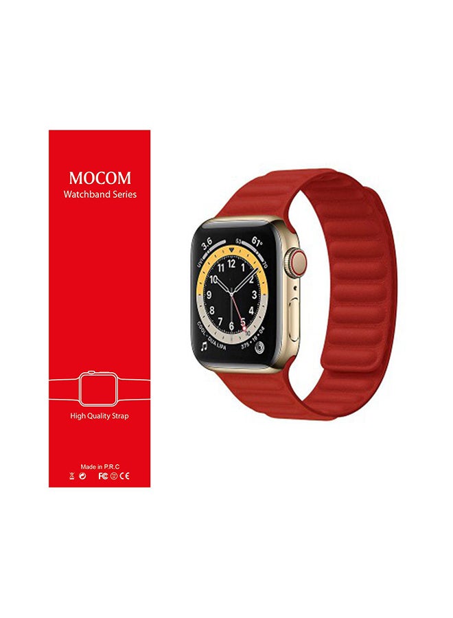 MOCOM Replacement Leather Band For Apple Watch Series 6/5/4/3 44mm Blood Red - Image 2