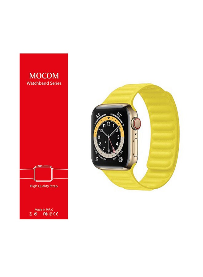 MOCOM Replacement Leather Band For Apple Watch Series 6/5/4/3 44mm Yellow  - Image 2