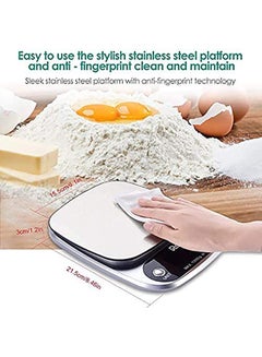 HB Touch Screen Stainless Steel Digital Kitchen Scale 5kg Silver  - Image 2