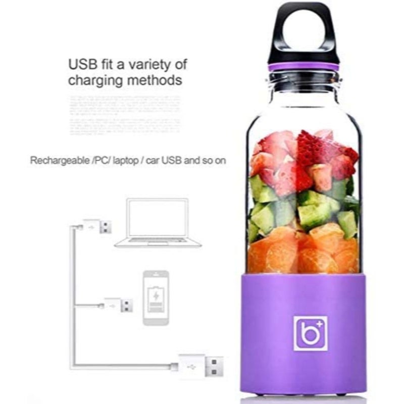 UK PLUS Portable Mini Juicer Bottle 500.0 ml 13.0 W UK-197 PJ-B500- PRPL Clear/Purple/Black - Image 3