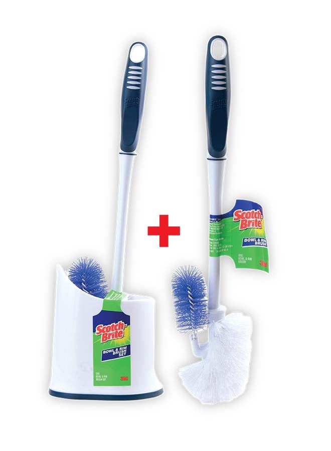 Scotch Brite - 2-Piece Bowl And Rim Brush Set White/Blue 39x29x33cm - Image 1
