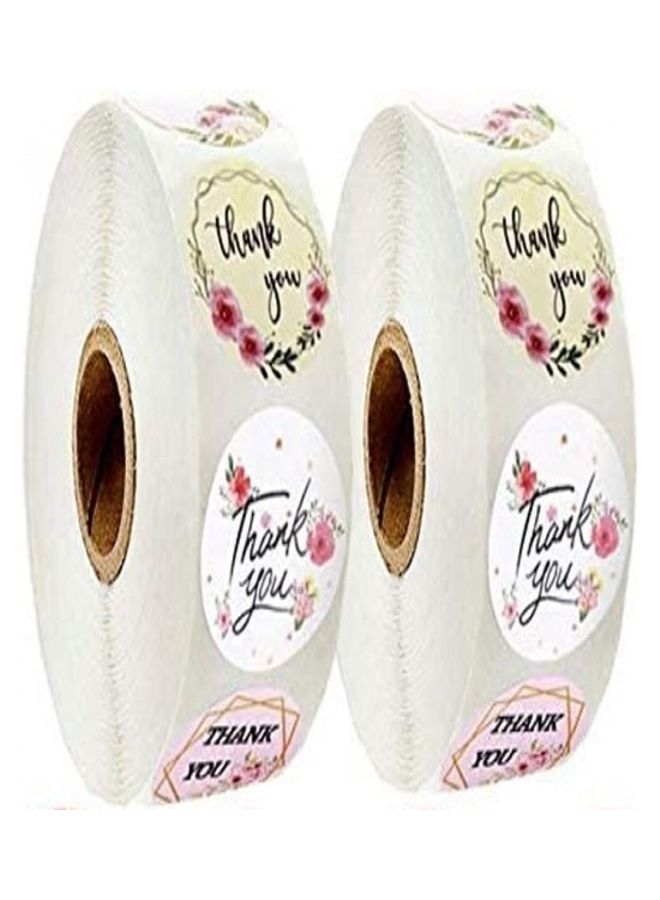 بريميفي بكرة ملصقات تحمل عبارة "Thank You" من قطعتين . أبيض - Image 2