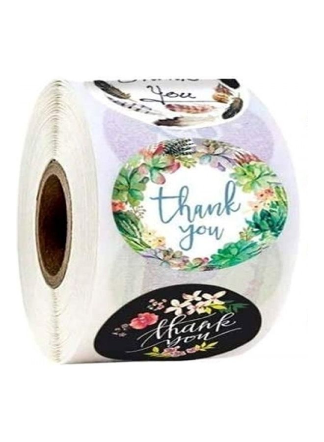 بريميفي رول ملصقات بعبارة "Thank You" من 500 قطعة متعدد الألوان - Image 2