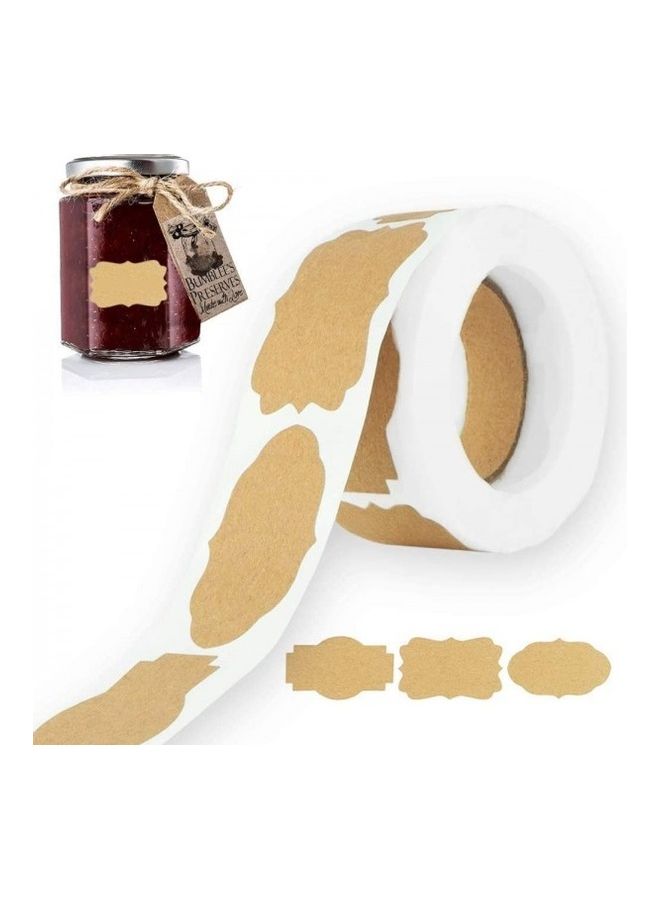 Premify - 300-Piece Kraft Labels Stickers Roll Tag Brown/White - Image 1