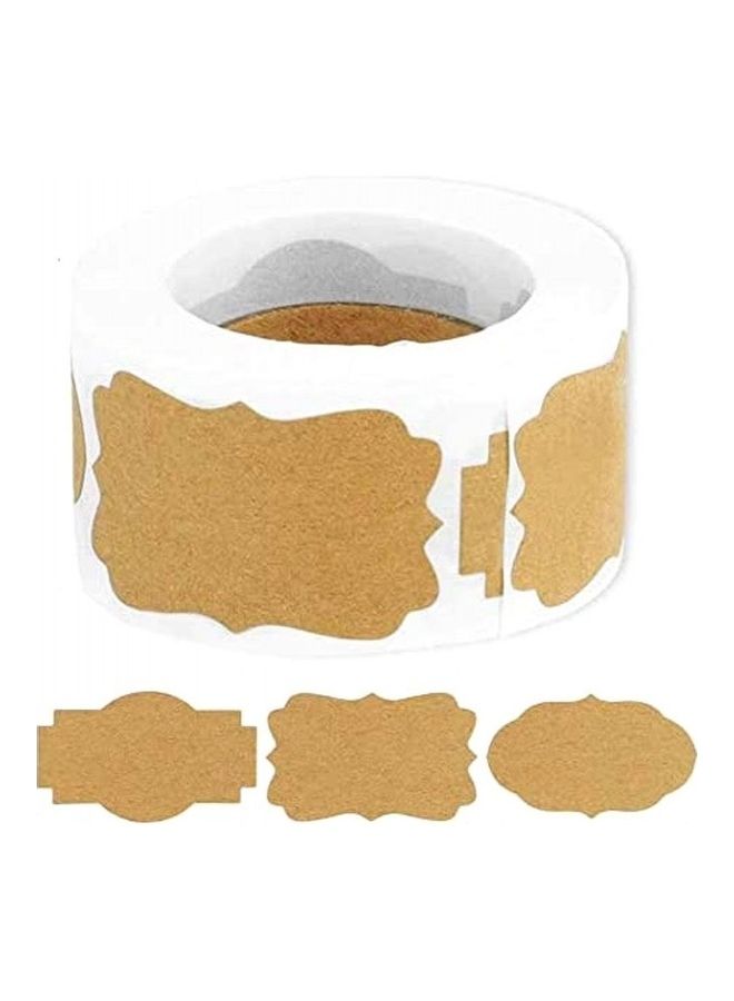 Premify - 300-Piece Kraft Labels Stickers Roll Tag Brown/White - Image 1
