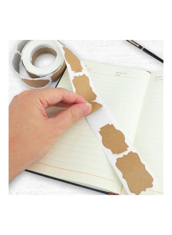 Premify - 300-Piece Kraft Labels Stickers Roll Tag Brown/White - Image 1