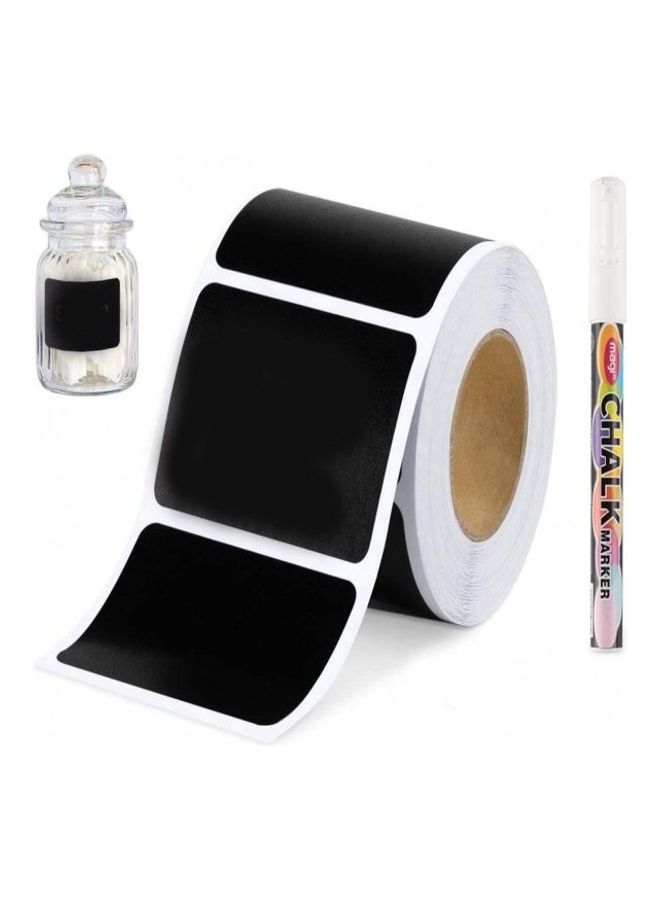 Premify 180-Piece Chalkboard Labels, White Marker Pantry And Storage Stickers For Jars Black/White  - Image 1