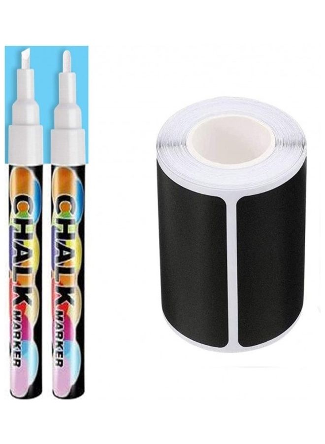 Premify 180-Piece Chalkboard Labels, White Marker Pantry And Storage Stickers For Jars Black/White  - Image 4