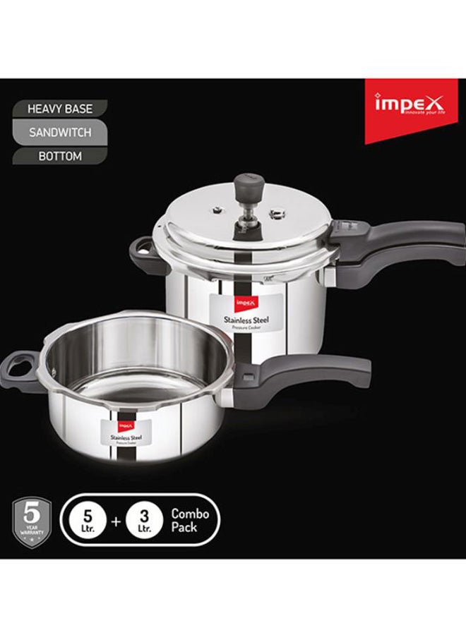 Impex 2-Piece Induction Bottom Pressure Cooker Silver/Black  - Image 2