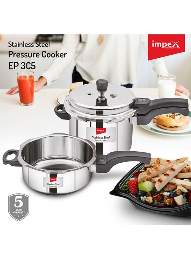 Impex 2-Piece Induction Bottom Pressure Cooker Silver/Black  - Image 5
