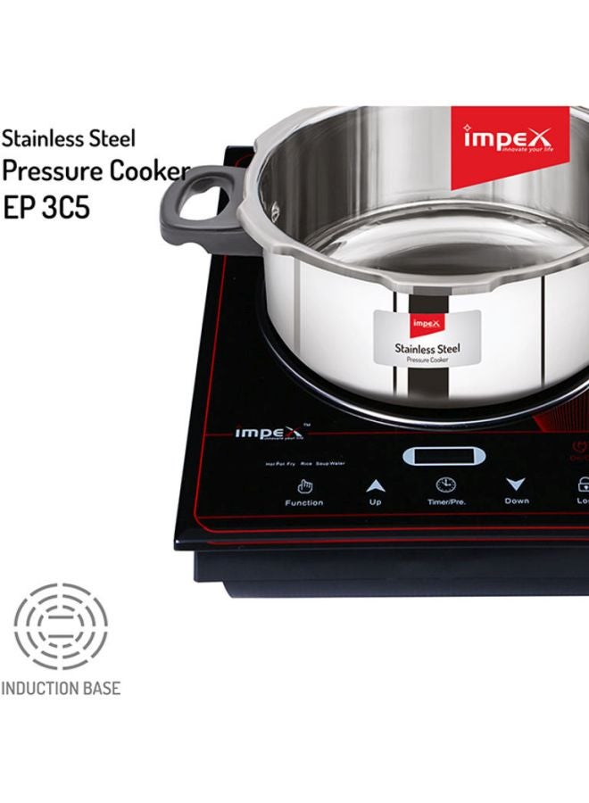Impex 2-Piece Induction Bottom Pressure Cooker Silver/Black  - Image 4