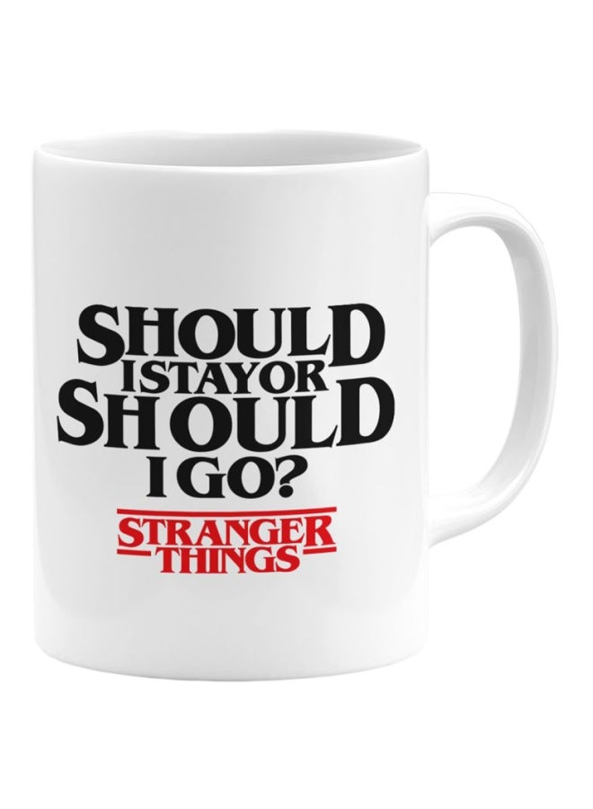 LOUD UNIVERSE Should I Stay Or Go Printed Ceramic Coffee Mug White/Black/Red  - Image 1