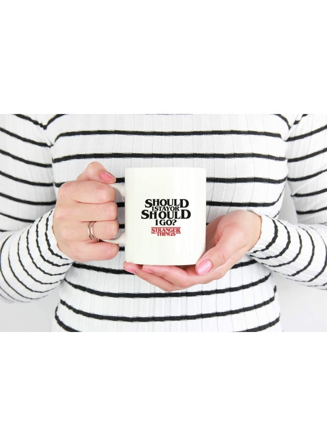 LOUD UNIVERSE Should I Stay Or Go Printed Ceramic Coffee Mug White/Black/Red  - Image 2