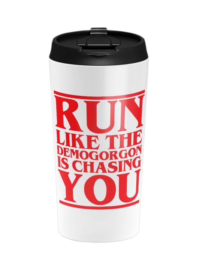 LOUD UNIVERSE Quote Printed Stainless Steel Tumbler With Lid White/Red  - Image 1
