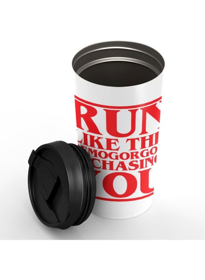 LOUD UNIVERSE Quote Printed Stainless Steel Tumbler With Lid White/Red  - Image 2