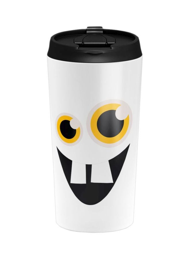 LOUD UNIVERSE Monsters Face Printed Stainless Steel Tumbler With Lid White/Black/Yellow 