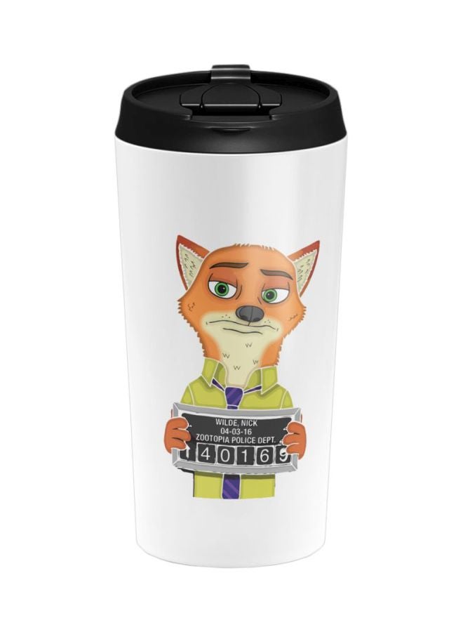 LOUD UNIVERSE Nick Wilde Printed Stainless Steel Tumbler With Lid White/Brown/Green  - Image 1